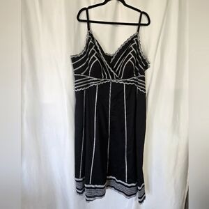 Eliza J Black/White Embroidered Cotton Sundress Plus Size 24W